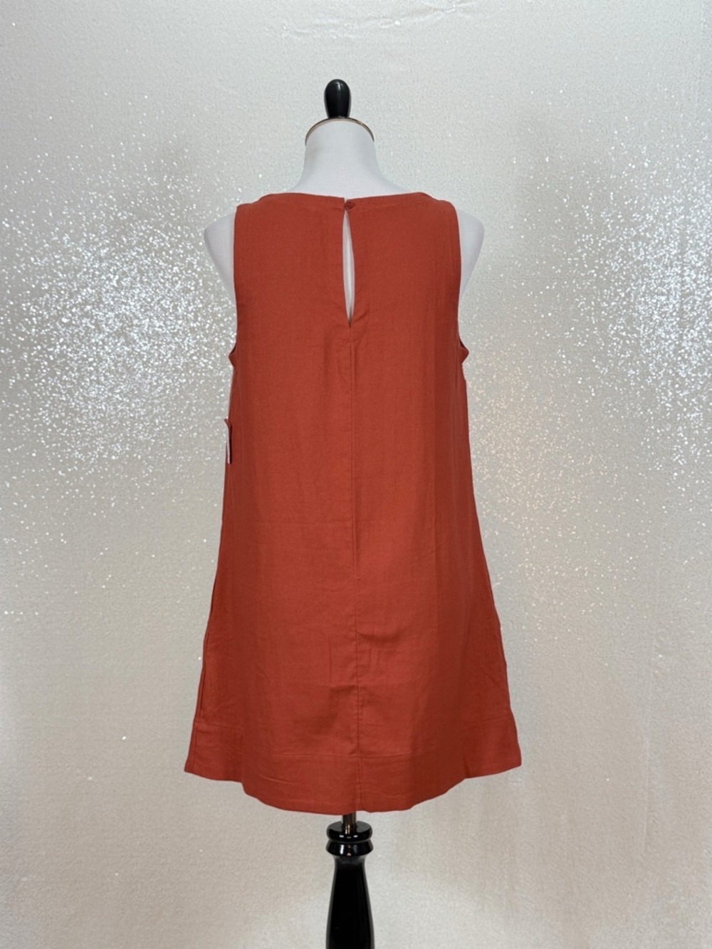 Old Navy Linen Blend Tank Dress Small Rust Orange Sleeveless Shift Dress - Picture 8 of 10